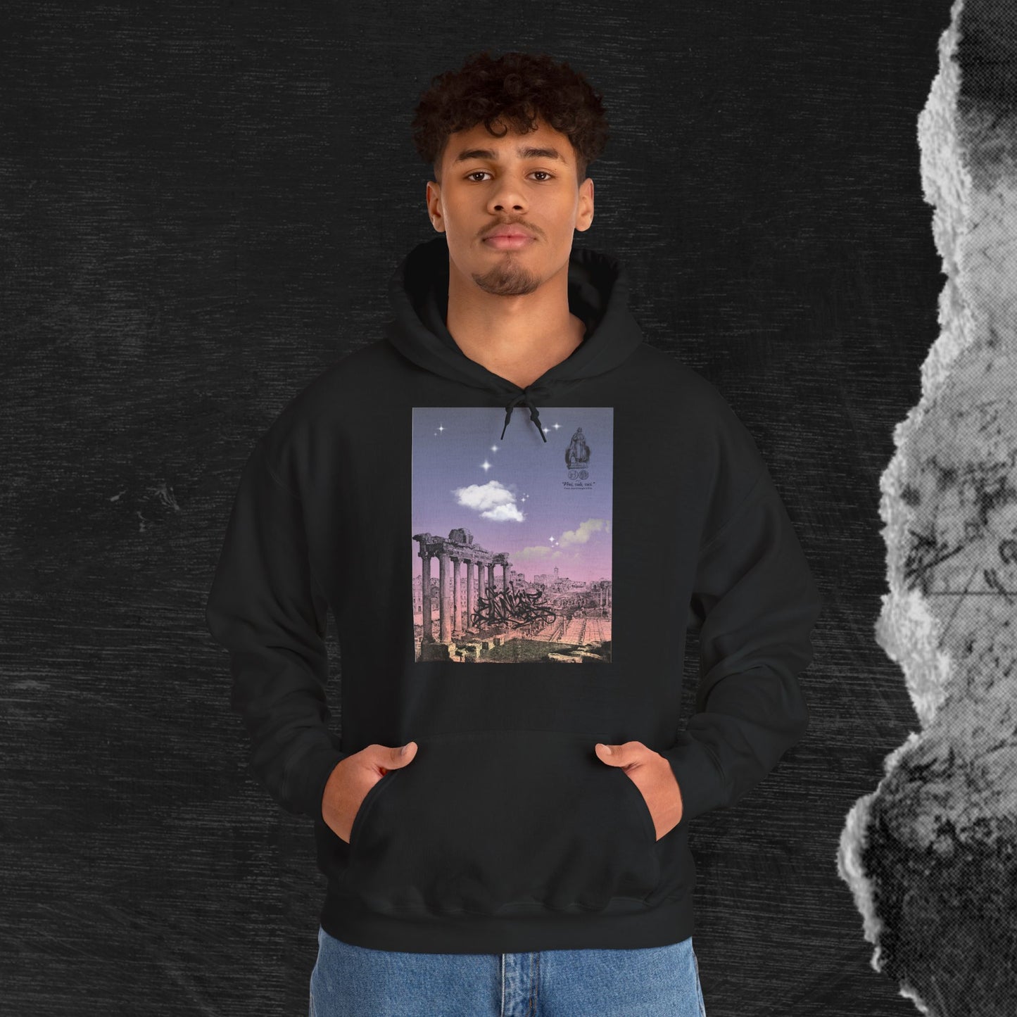 Hooded Sweatshirt - Sunshine of Rome with Dream of Conquer Design