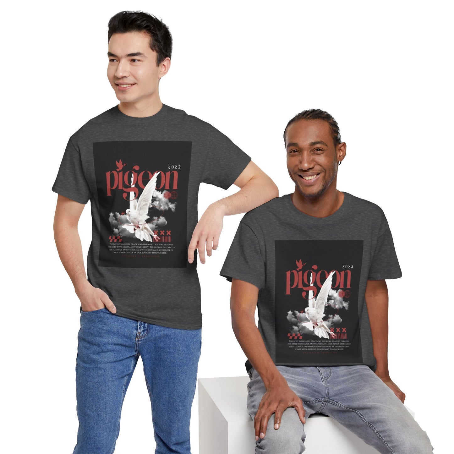 Artistic Unisex Heavy Cotton Tee - Pigeon & The Art Design 2025