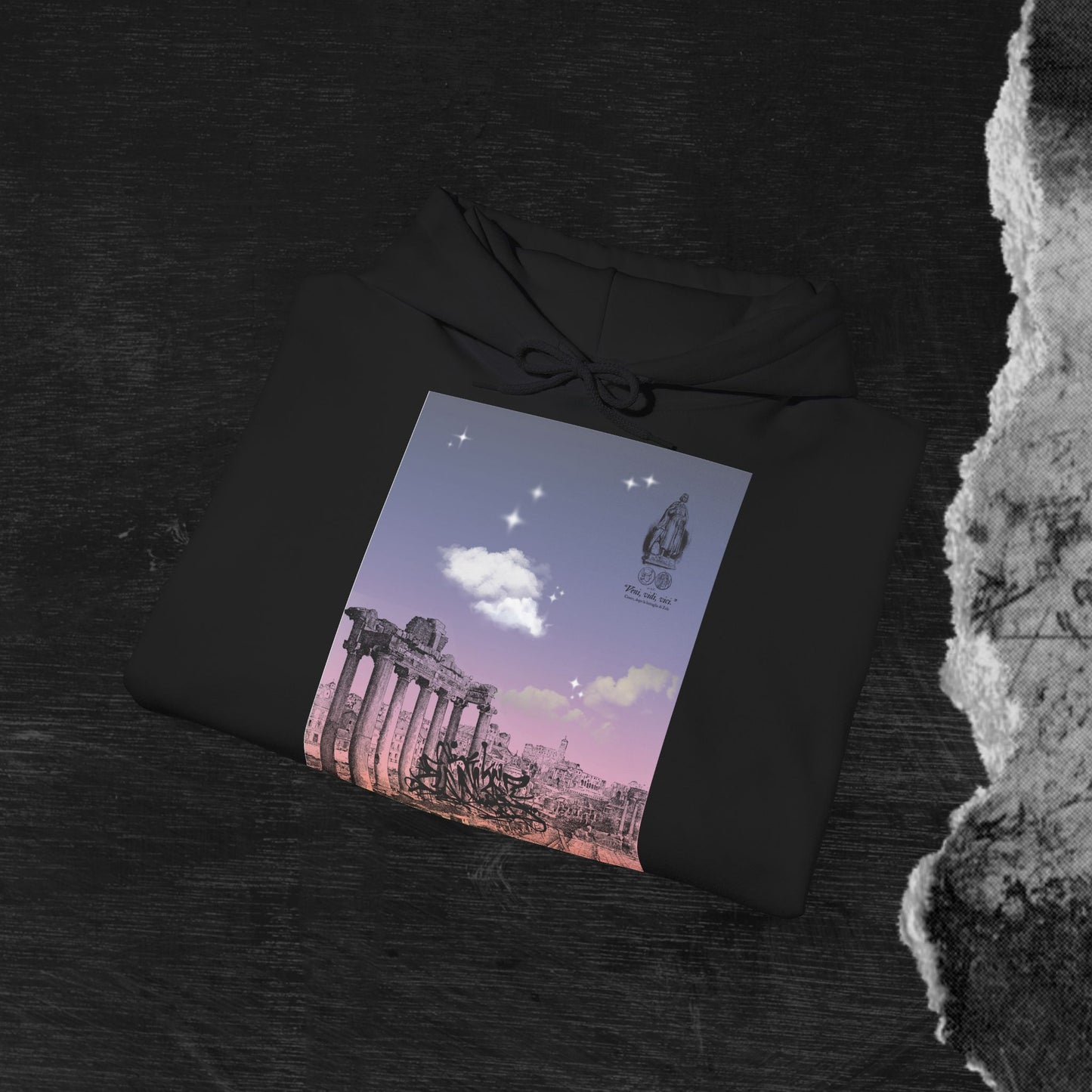 Hooded Sweatshirt - Sunshine of Rome with Dream of Conquer Design