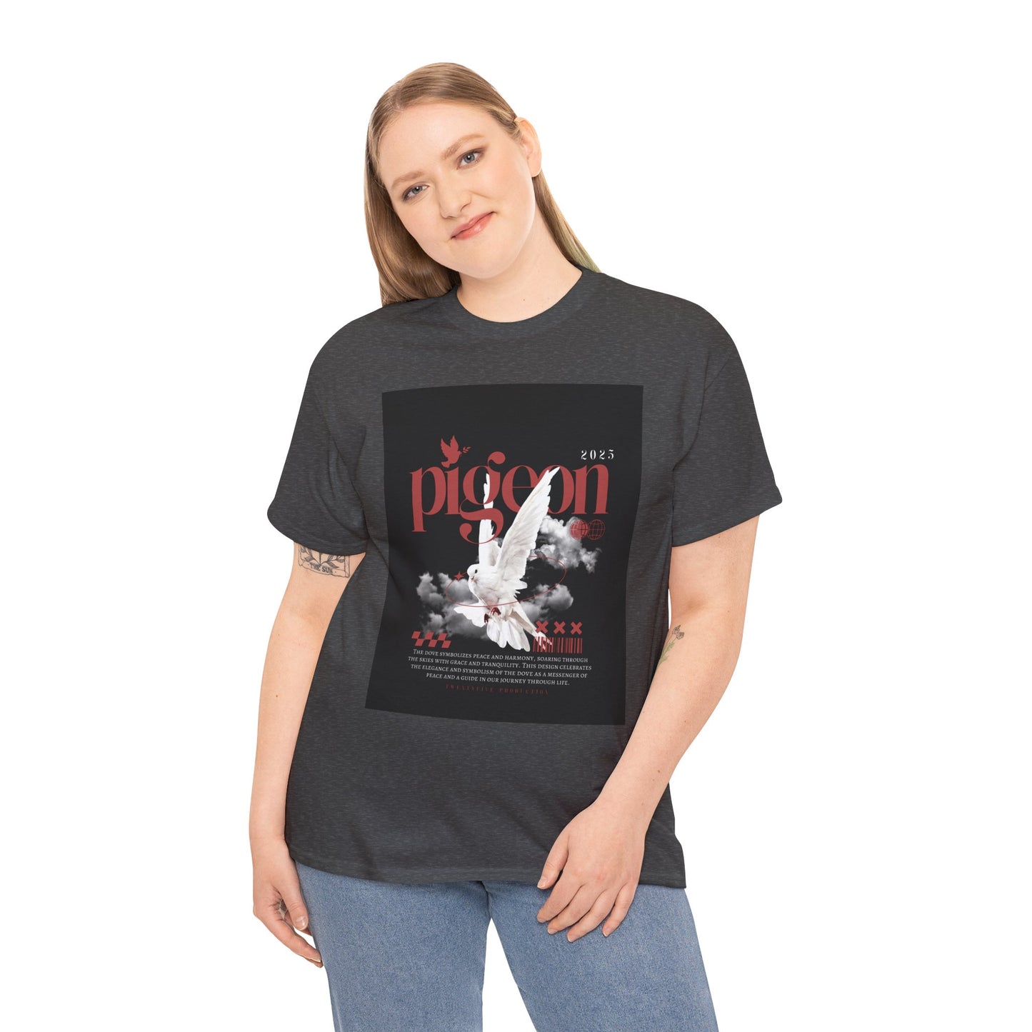 Artistic Unisex Heavy Cotton Tee - Pigeon & The Art Design 2025