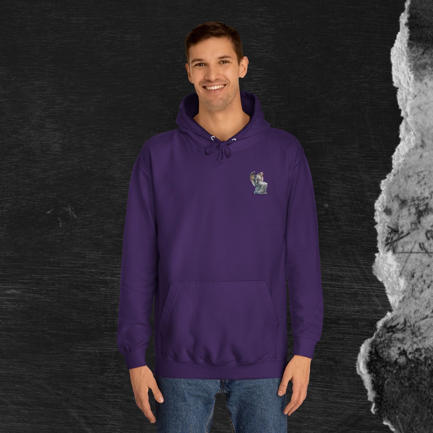 Fallen Angel College Hoodie - Vintage Art Design